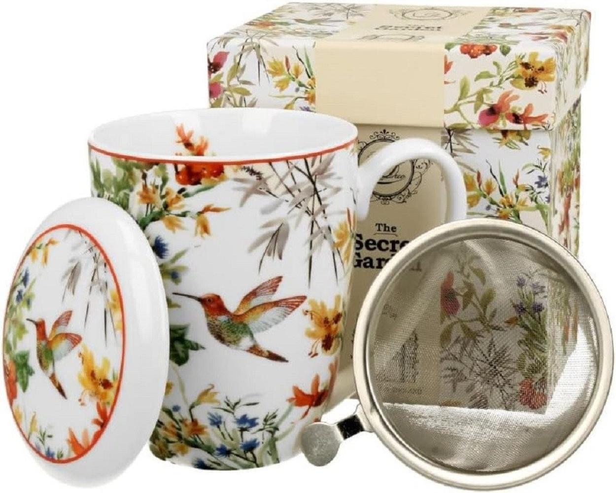 DUO FLORAL Becher 380 ml LINNEA mit Teesieb, New Bone China Porzellan Bild 1