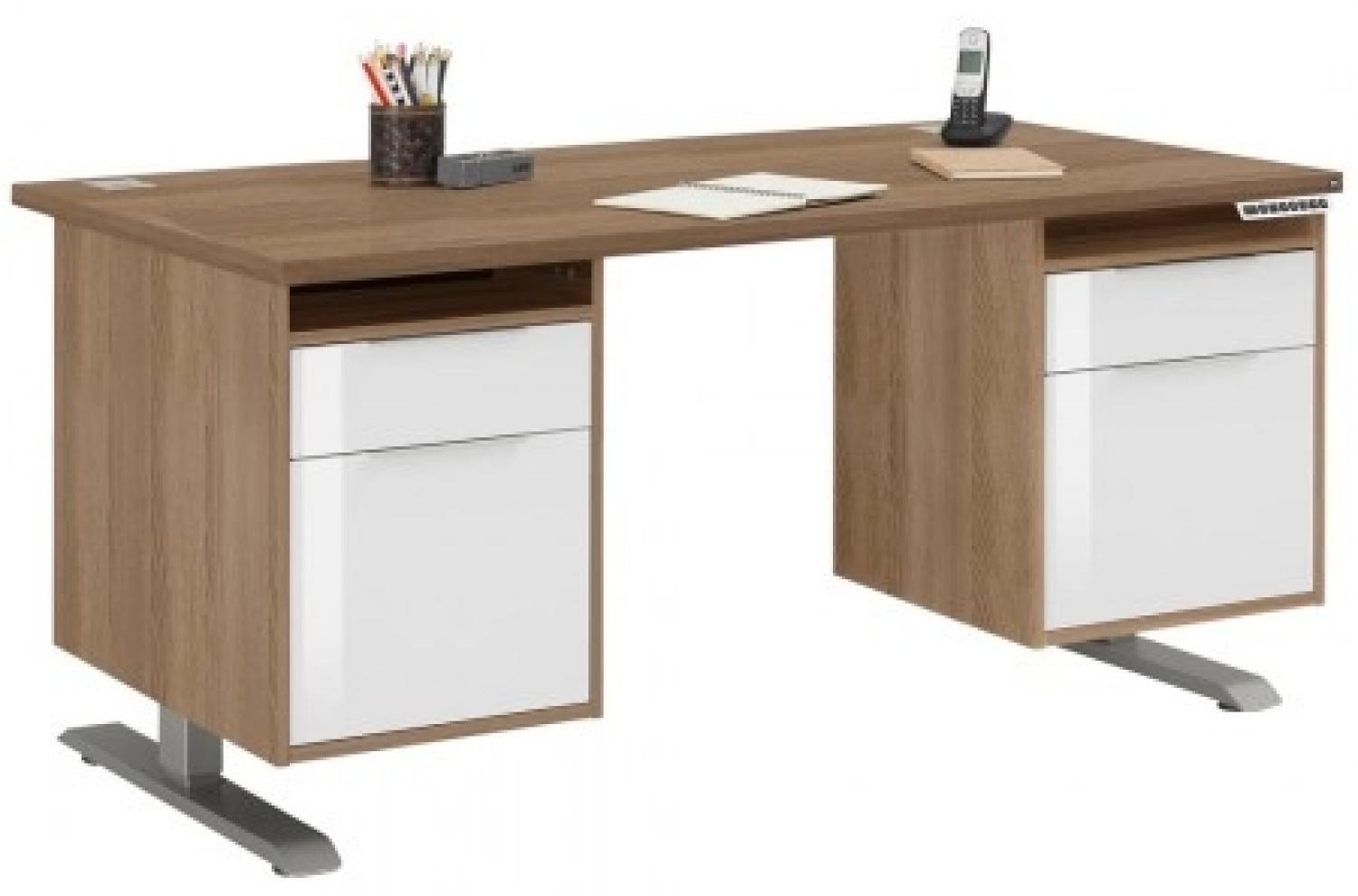 Maja Höhenverstellbar Schreibtisch 5519 Roheisen natur lackiert - Sonoma Eiche Bild 1