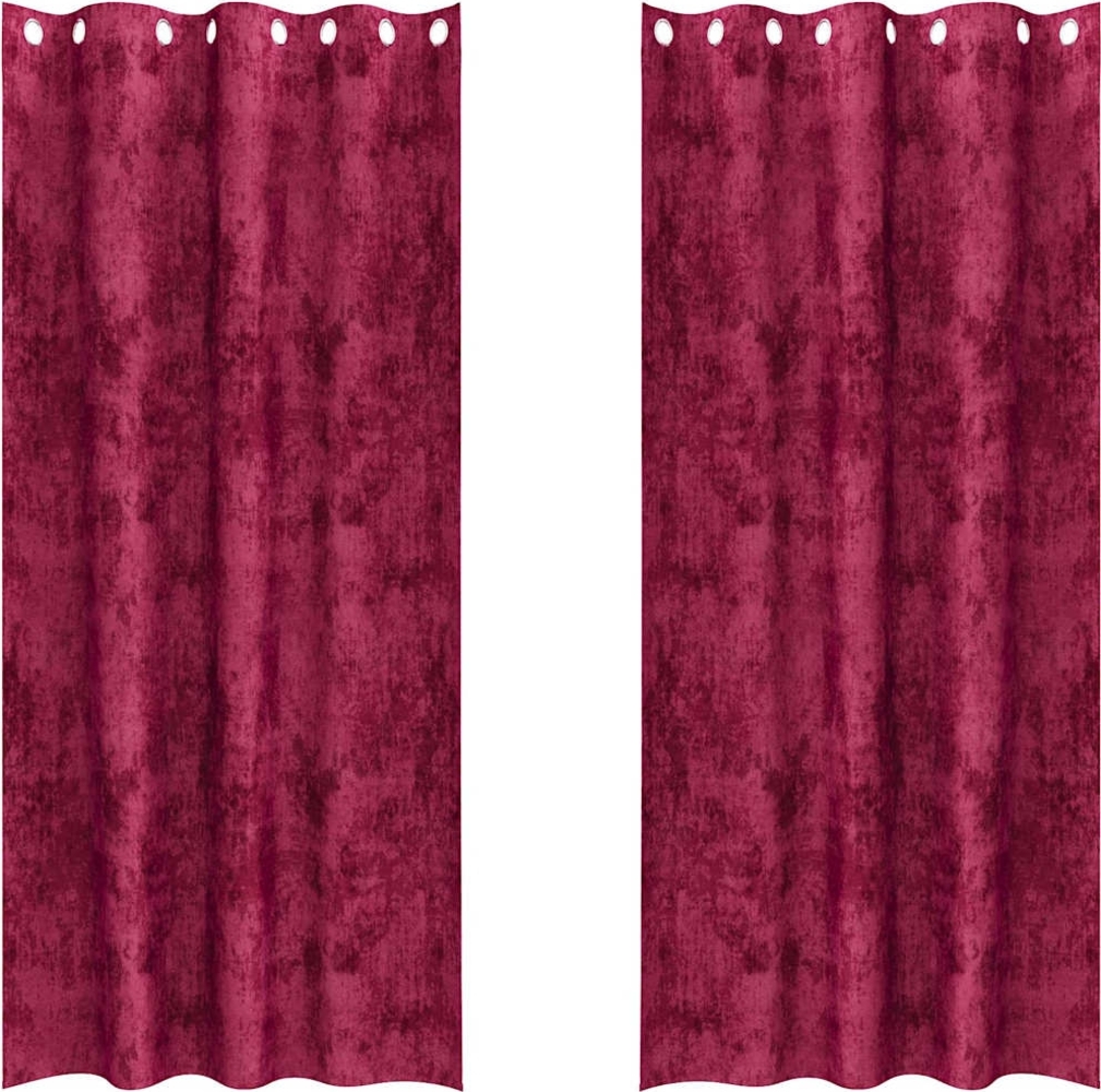 vidaXL Samtvorhänge mit Vorhängen 2 pcs Weinrot 225 x 140 cm Samt 4107645 Bild 1