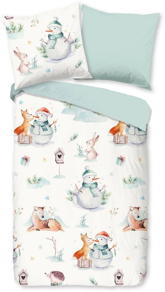 Good Morning Kids Flanell Bettwäsche 135x200 Magic Winter Schnee hellblau 30963 Bild 1