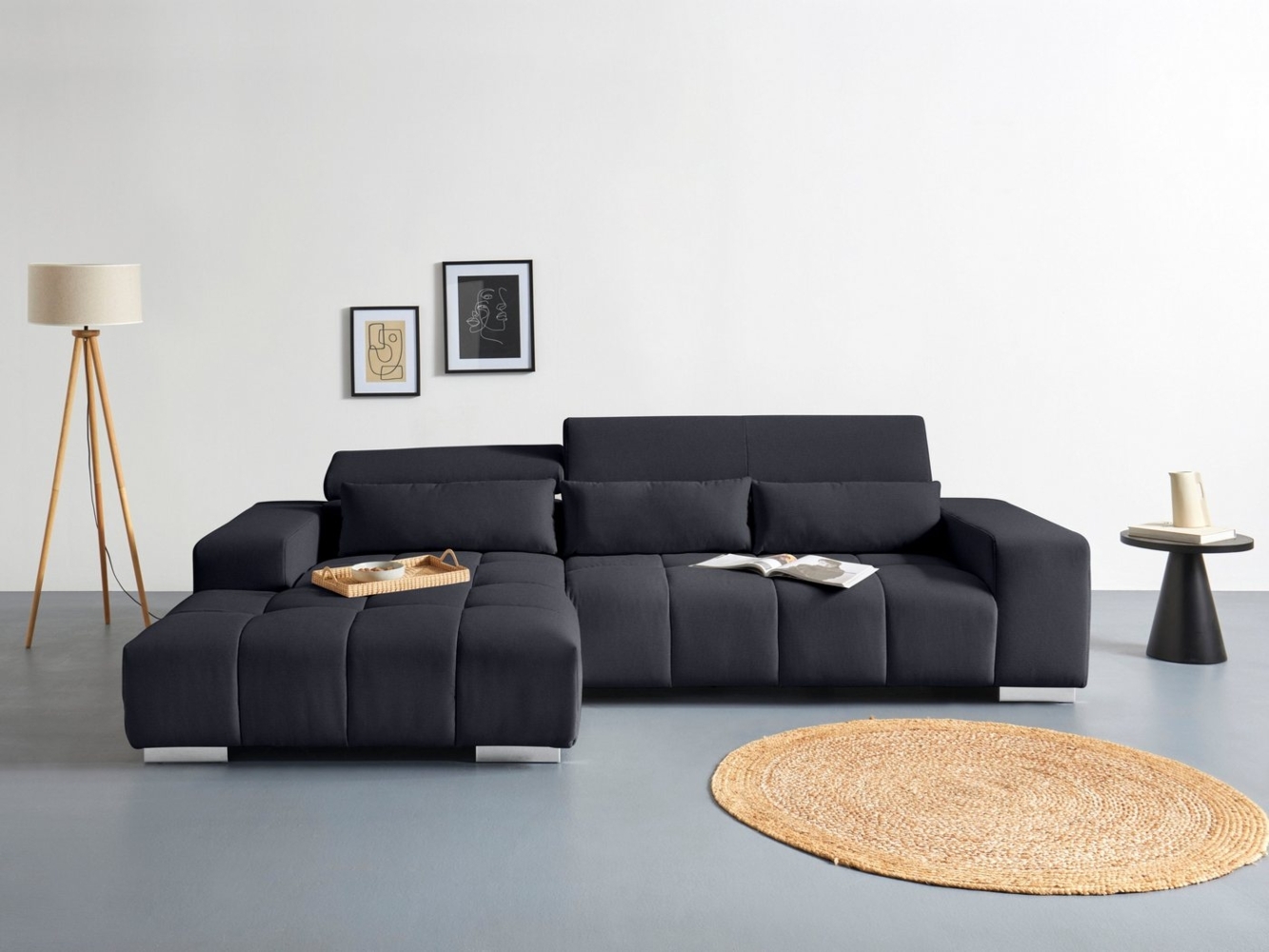 COTTA Ecksofa Orion L-Form, mit Recamiere, inkl. verstellbaren Kopfstützen und 3 Kissen Bild 1