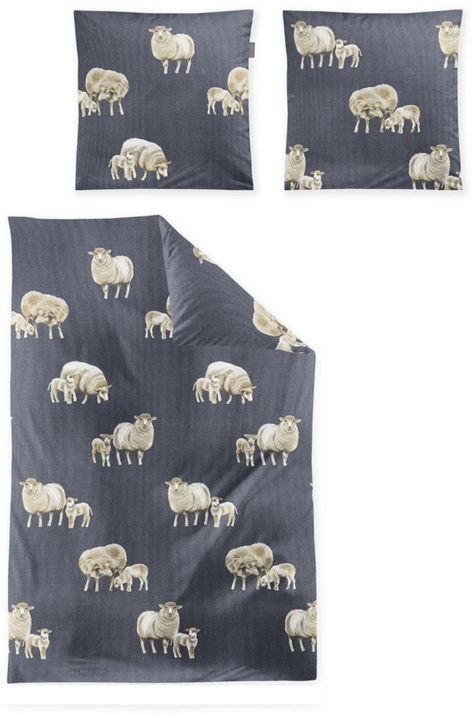 Irisette Biber Bettwäsche Panda 8545-20 Schafe Anthrazit Grau 135x200 Bild 1