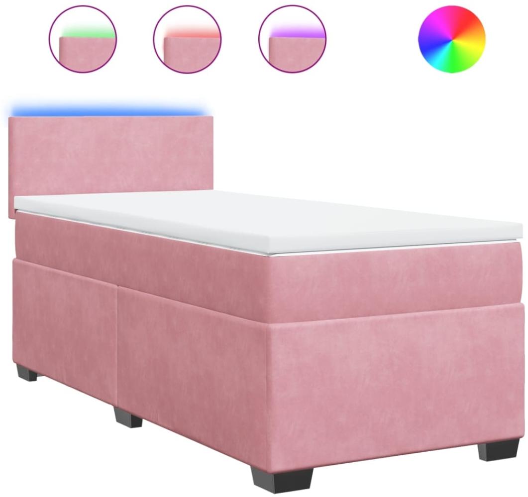 vidaXL Boxspringbett mit Matratze Rosa 90x190 cm Samt 3288485 Bild 1