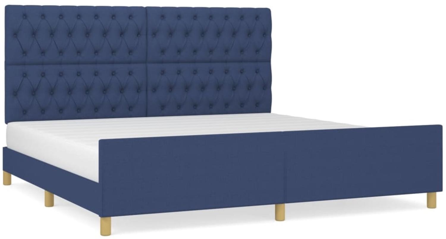 Doppelbett mit Kopfteil Stoff Blau 200x200 cm [3125330] Bild 1