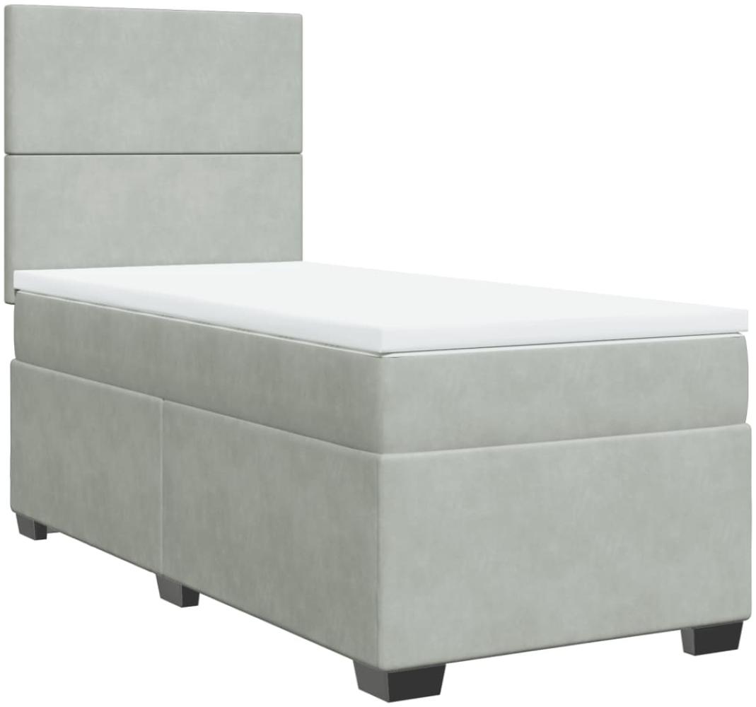 vidaXL Boxspringbett mit Matratze Hellgrau 90x200 cm Samt 3290804 Bild 1