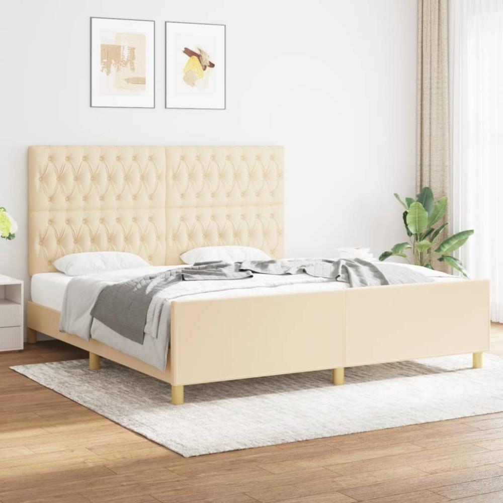 Doppelbett mit Kopfteil Stoff Creme 180 x 200 cm [3125321] Bild 1