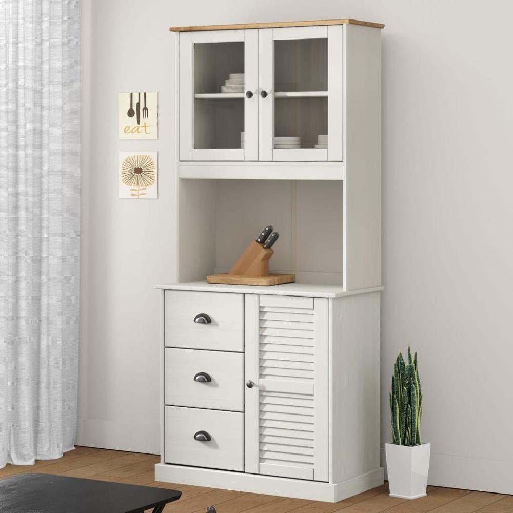 vidaXL Highboard VIGO Weiß 78x40x175 cm Massivholz Kiefer 3188305 Bild 1