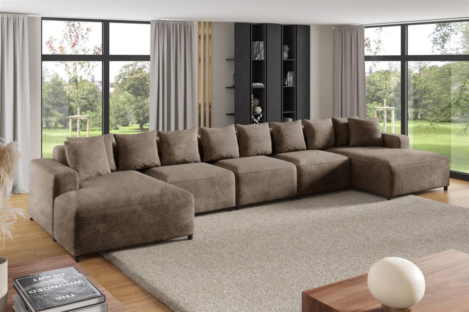 Wohnlandschaft Sofa U-Form Designersofa MEGAN XL in Stoff Poso Cappuccino Bild 1