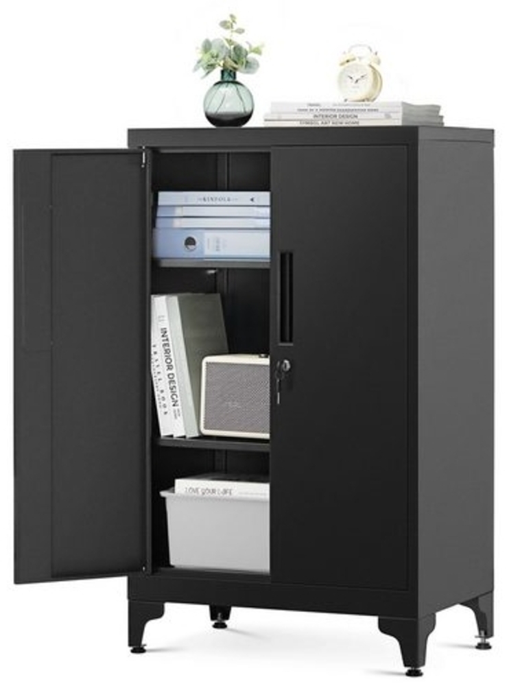 Songmics Aktenschrank, Mehrzweckschrank, Büroschrank mit 2 Türen, Schrank abschließbar, Stahl, tintenschwarz, 40 x 60 x 90 cm Bild 1