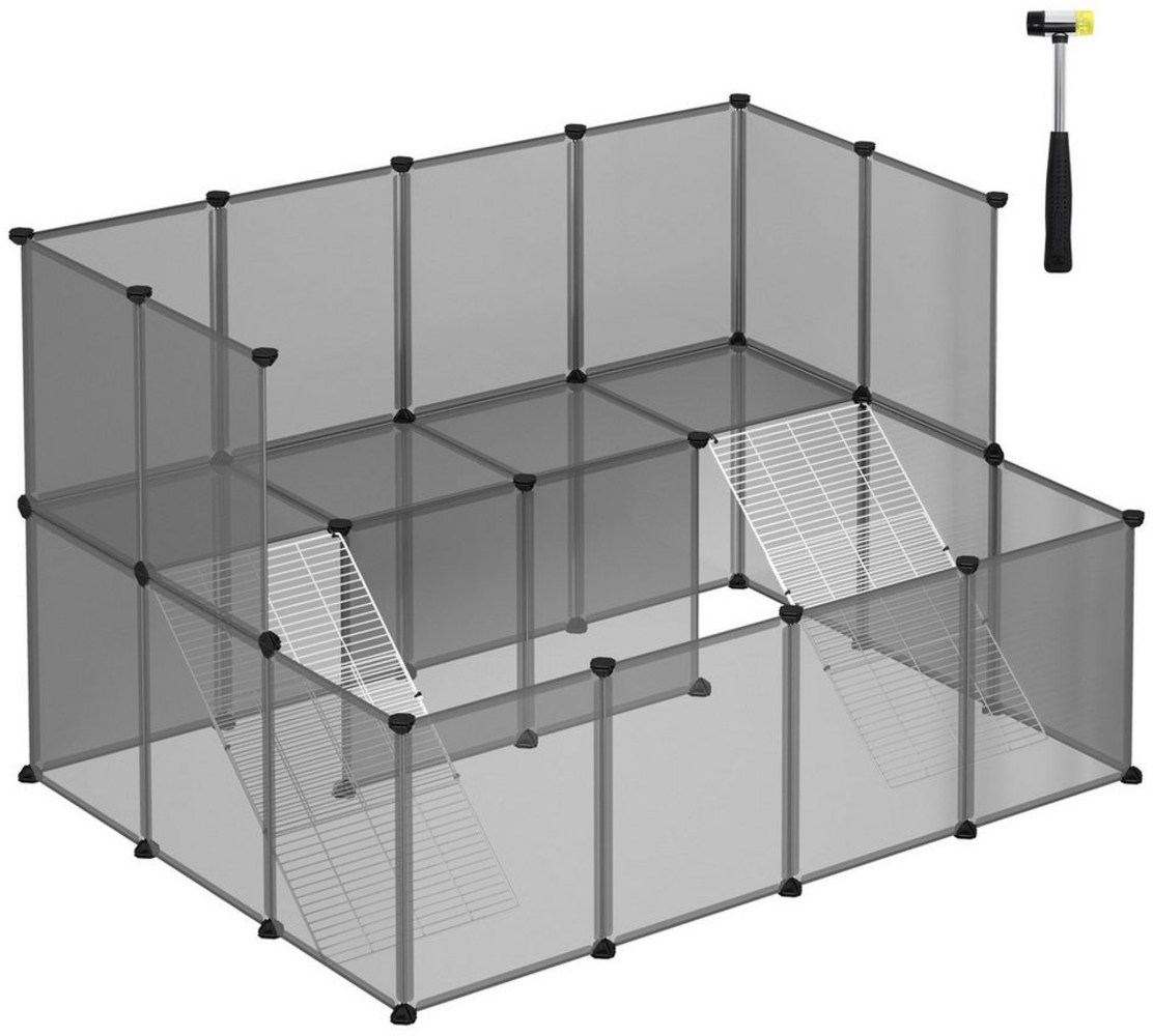 SONGMICS Kleintierkäfig, 2-stöckig mit Metallgittertreppen 143 x 108 x 92 cm Bild 1