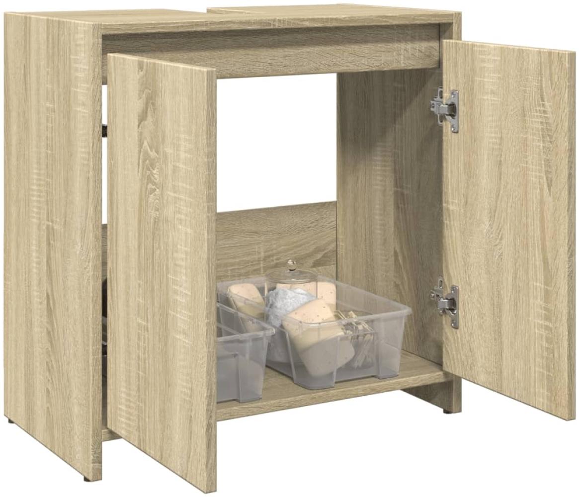 vidaXL Waschbeckenunterschrank Sonoma-Eiche 60x33x60 cm Holzwerkstoff 849609 Bild 1