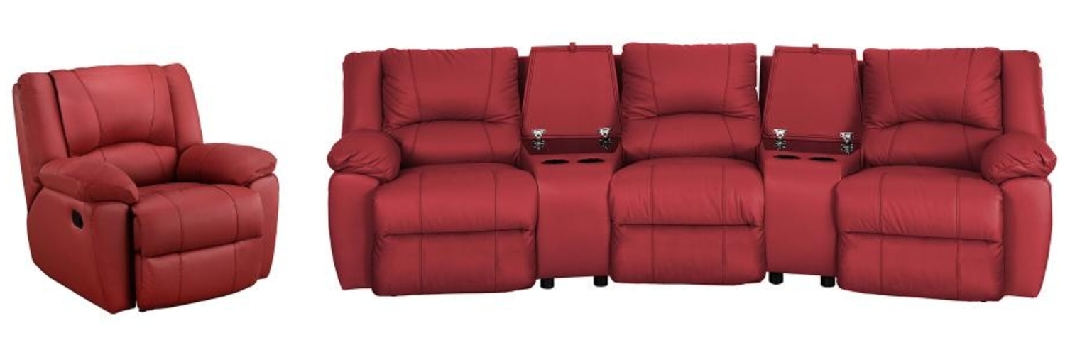 Vente-unique - Relaxgarnitur 3- + 1-Sitzer - Leder - Rot - AROMA Bild 1