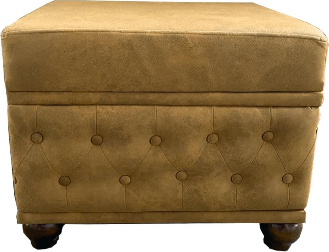 Casa Padrino Chesterfield Hocker Antik Braun 60 x 46 x H. 45 cm - Sitzhocker - Fußhocker - Chesterfield Wohnzimmer Möbel Bild 1