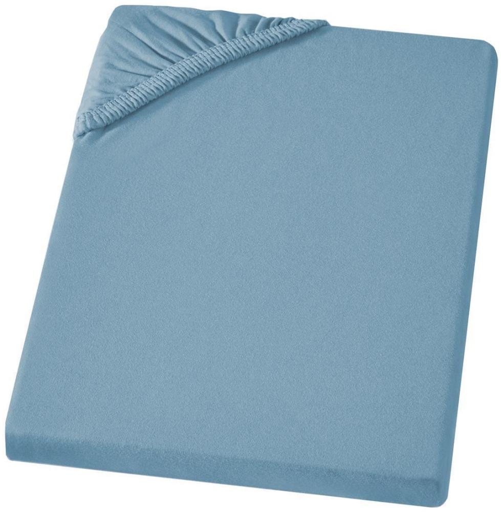 Carpe Sonno Feinjersey Bettlaken aus 100% Baumwolle, Stahlblau, 180-200x200 cm Bild 1