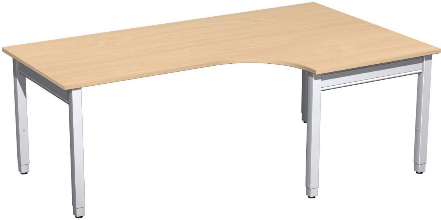 PC-Schreibtisch '4 Fuß Pro Quadrat' rechts höhenverstellbar, 200 x 120 x 68-86cm, Buche / Silber Bild 1