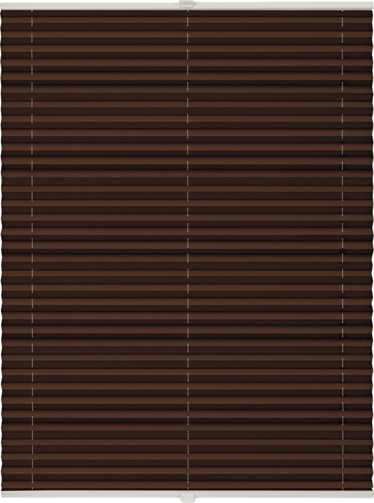ondeco Plissee nach Maß für alle Fenster innen Montage in Glasleiste mit Spannschuh Sonnenschutz Rollo Sichtschutz Blickdicht - Dunkelbraun - B): 81-90 cm, H): 101-150 cm Bild 1
