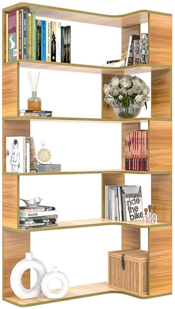 JEOBEST Bücherregal Eckregal, Eck-Bücherregal 5-stöckiges, Modernes Display Unit, L-förmiges Regal, H 169CM Bild 1