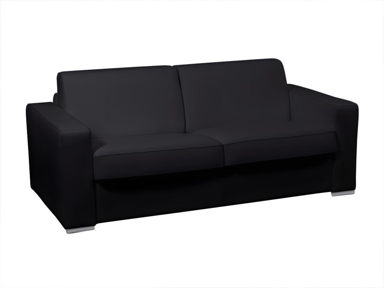 Vente-unique - Schlafsofa mit Matratze 3-Sitzer - 100% Büffelleder - Matratze 14 cm - Schwarz - DELECTEA II Bild 1