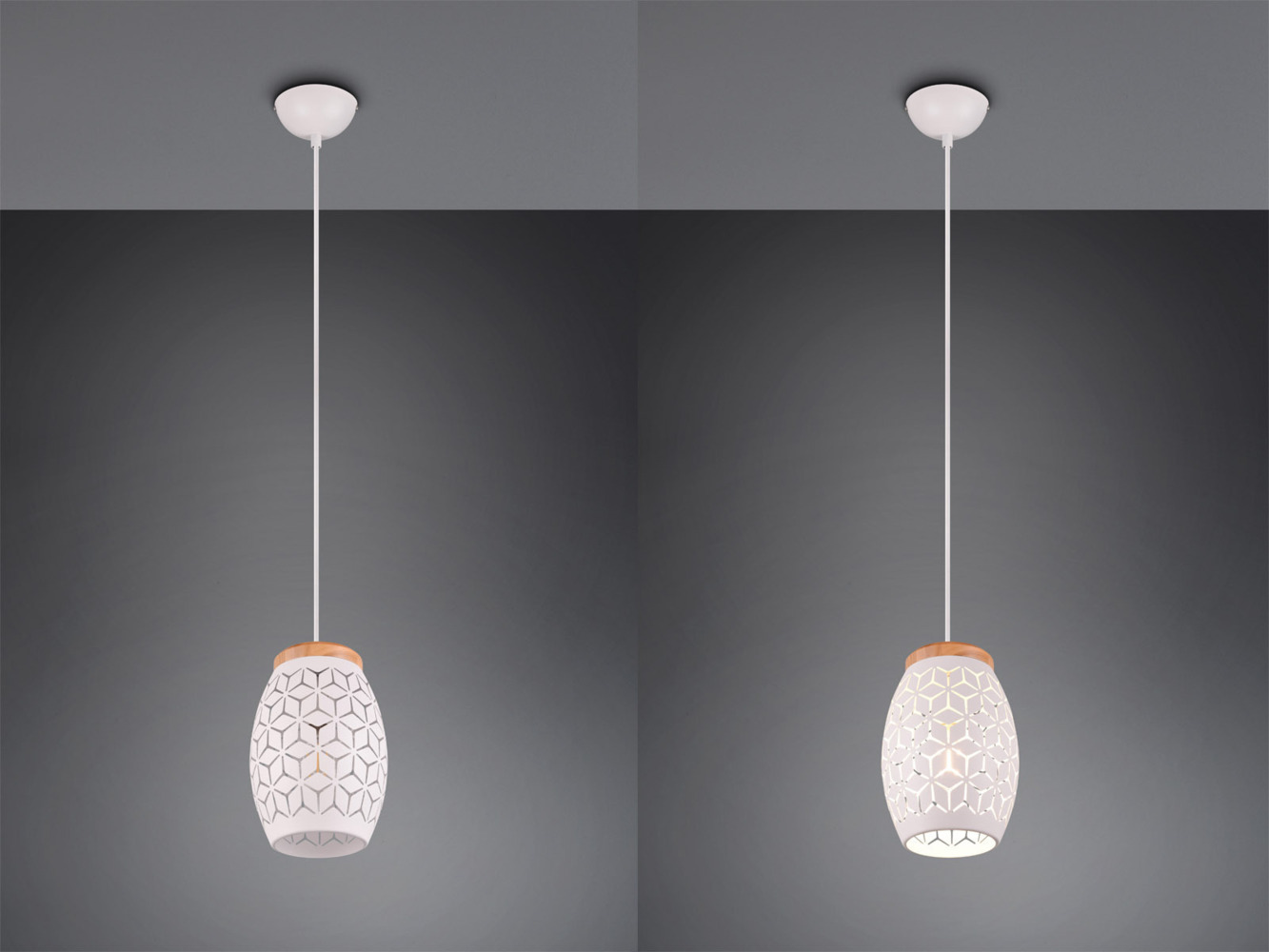 Kleine LED Pendelleuchte in Weiß mit ausgefallenem Stanzmuster, Ø 15cm Bild 1