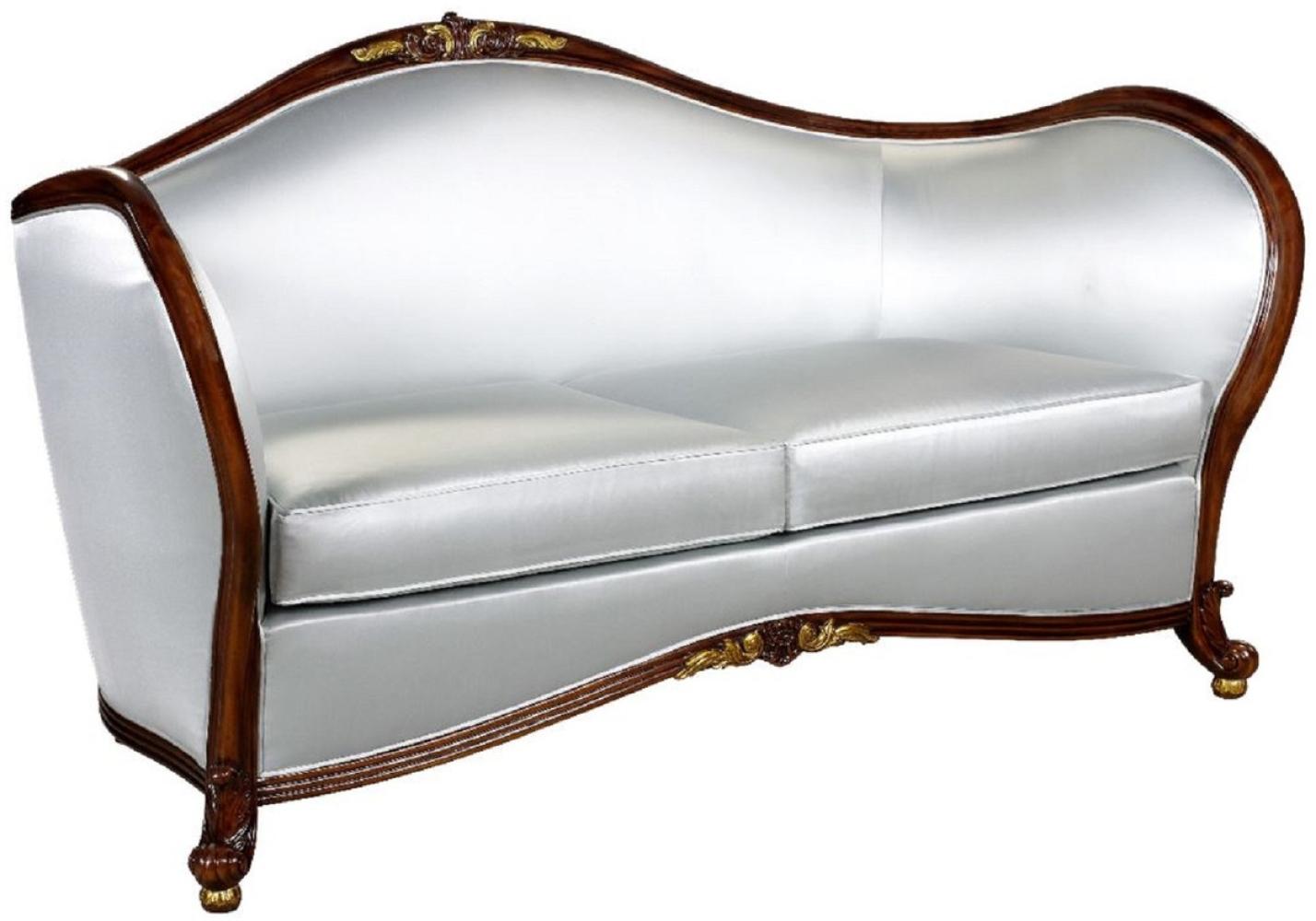 Casa Padrino Luxus Barock Sofa Silber / Dunkelbraun / Gold - Prunkvolles Wohnzimmer Sofa im Barockstil - Barock Wohnzimmer Möbel - Edel & Prunkvoll Bild 1