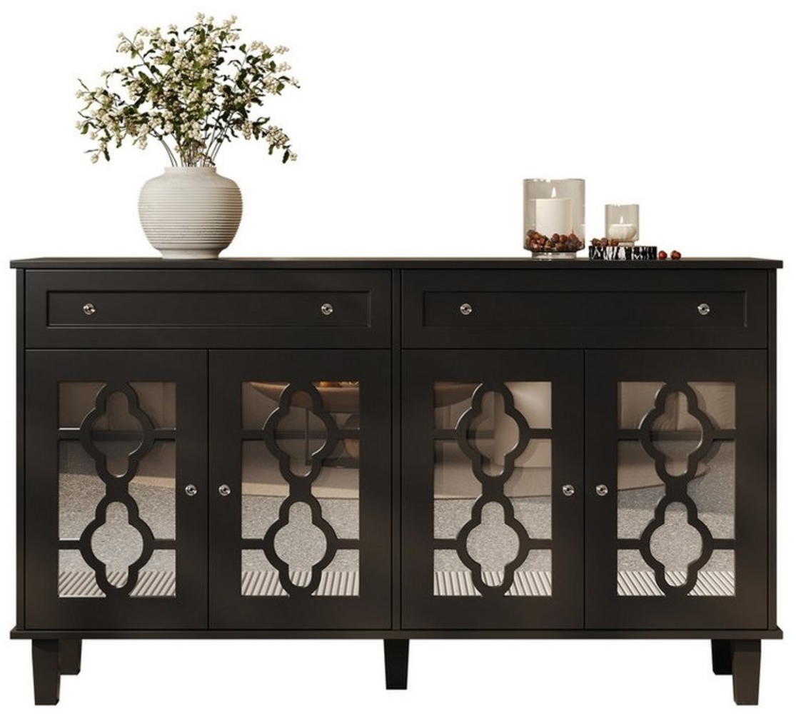 Ulife Kommode Sideboard mit vier Spiegeltüren, Schubladenschrank mit Schubladen (1 St), verstellbaren Einlegeböden und Kristallgriffen Bild 1