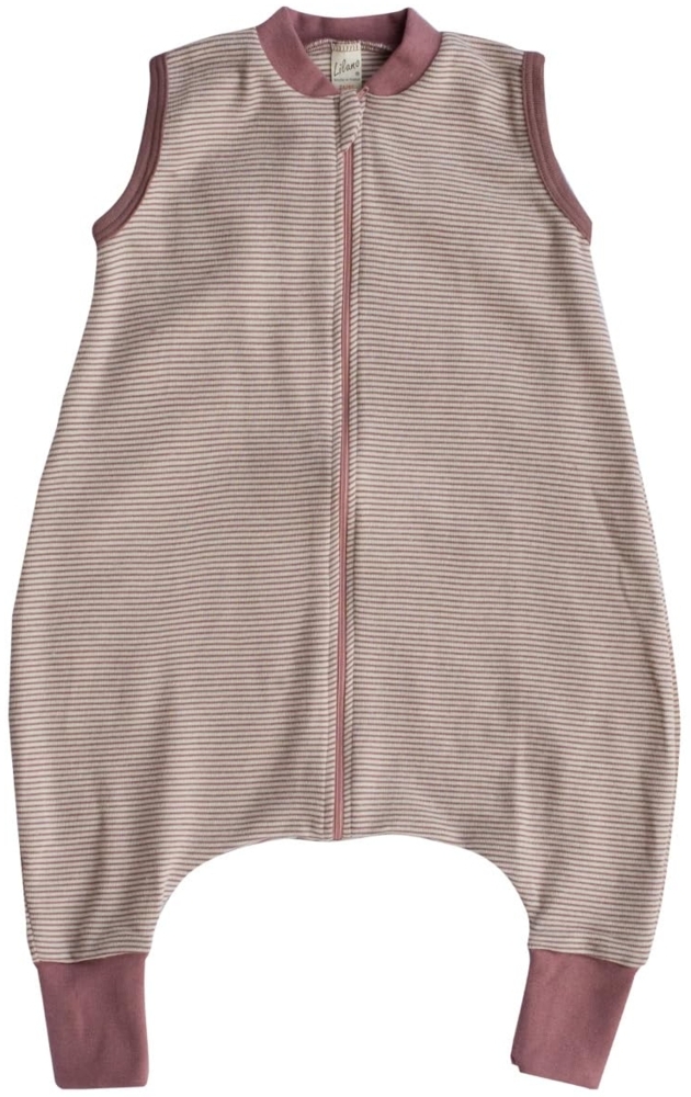 Lilano, Schlafsack mit Bein, geringelt, Merinowolle (kbT), Seide, 210 g/m² (Mauve/Natur, 86-92) Bild 1