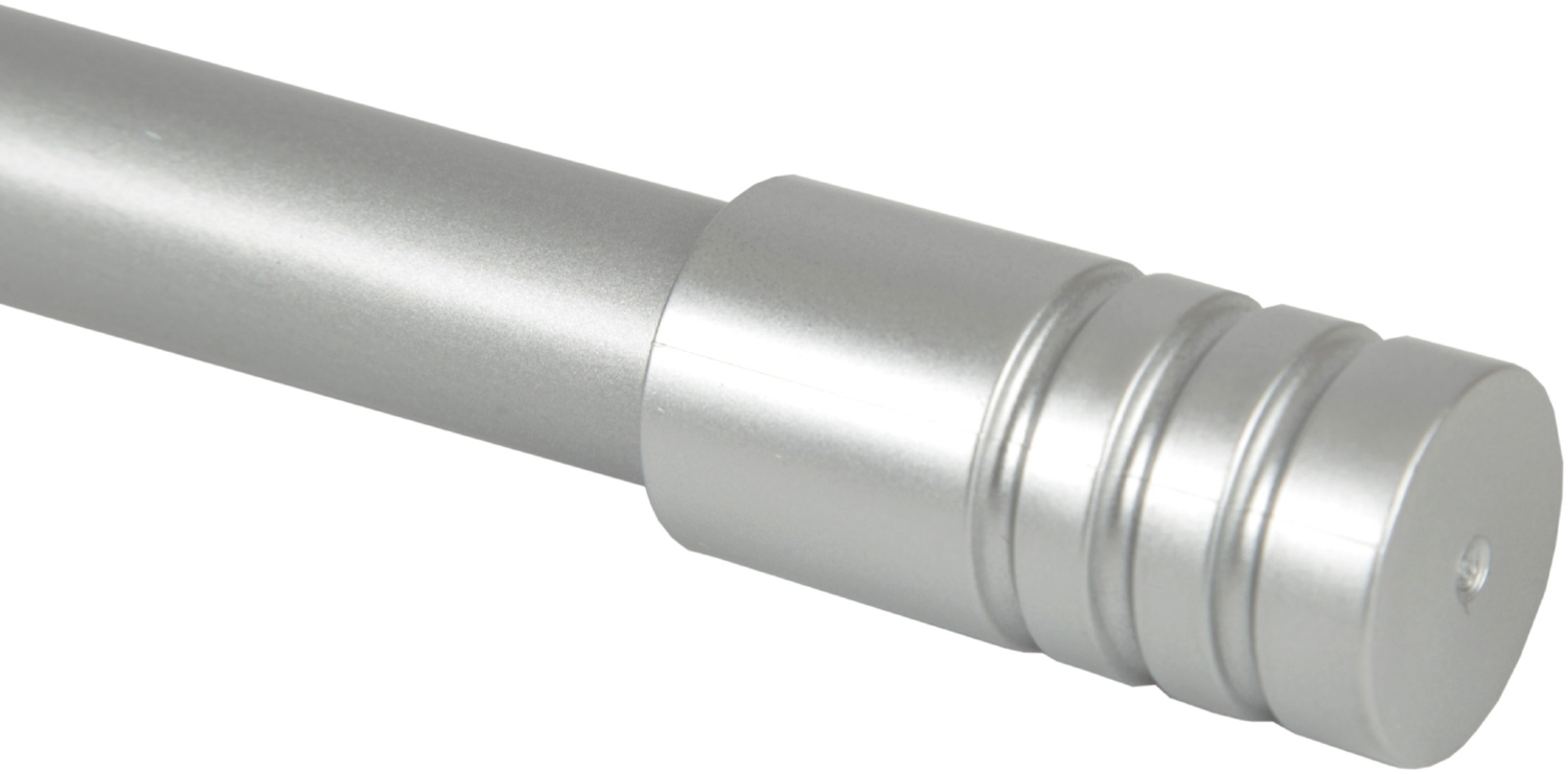 Gardinenstange "Modern" ausziehbar 115 bis 200 cm, Durchmesser 16mm/19mm - Edelstahl - Stil-Garnitur, 1-Lauf Metall Stange Bild 1