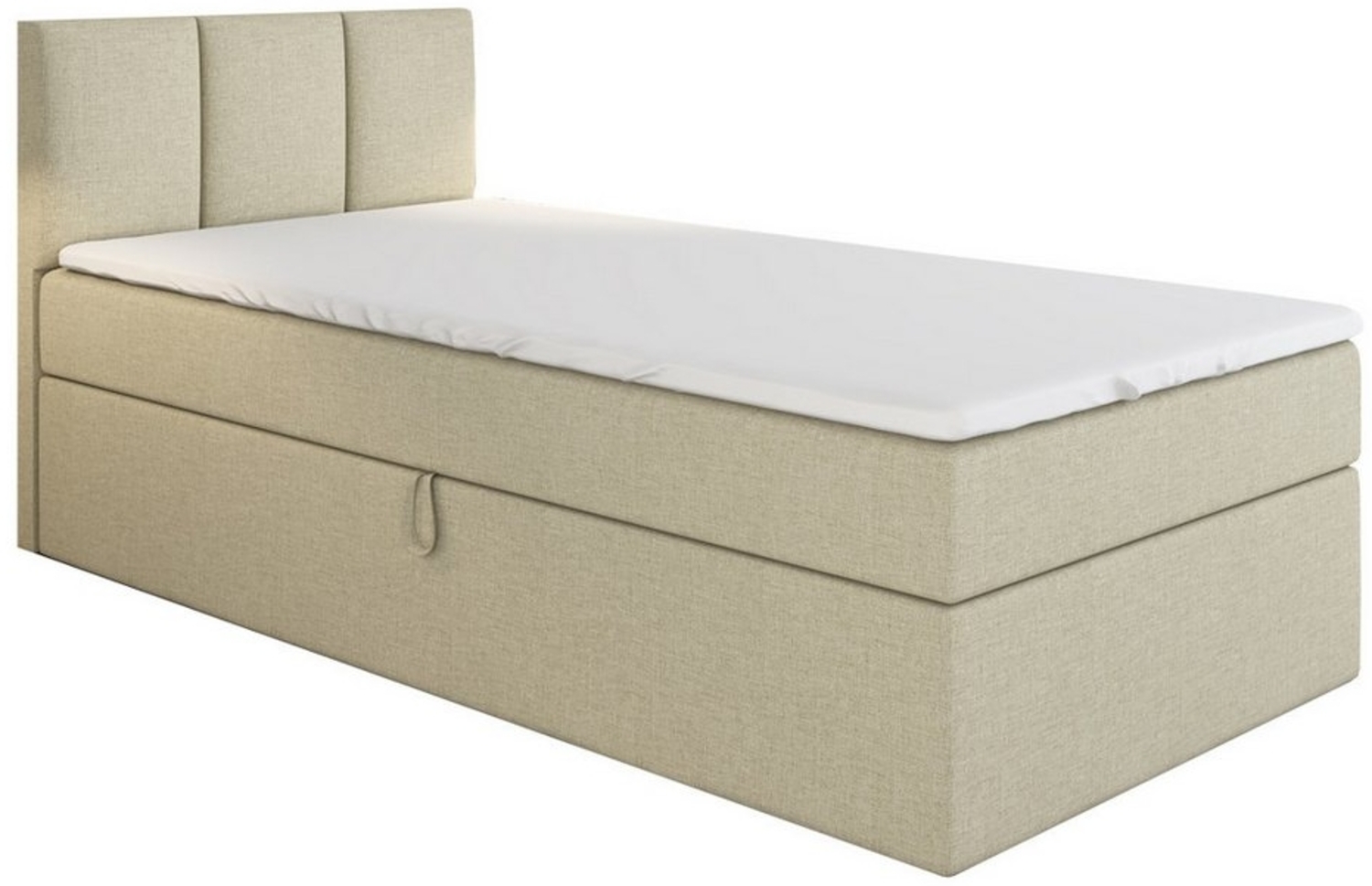 A&J MöbelLand GmbH Boxspringbett Einzelbett NASI mit Bettkasten, Topper und gepolstertem Kopfteil. (Boxspringbett mit Bettkasten und gepolstertem Kopfteil. Gratis Topper – nur jetzt erhältlich!, Kostenlose Lieferung! TOP ANGEBOT), Länge 208 cm Höhe 106 cm Bild 1