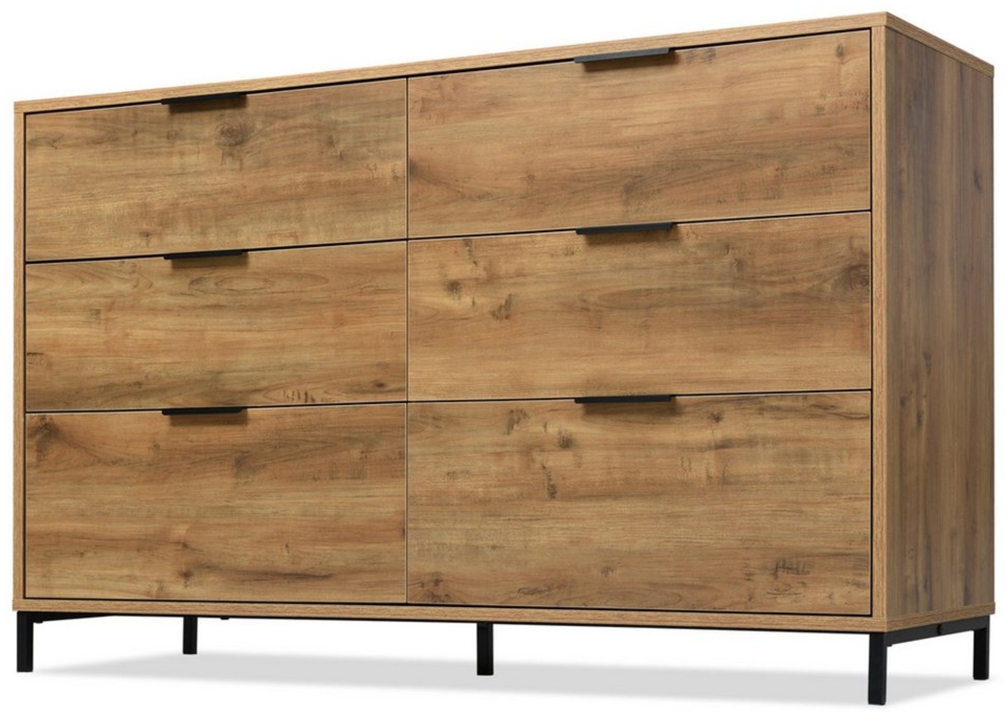 i@home Kommode Sideboard mit 6 Schubladen, Sideboard Highboard (1-Set), Bis 50 kg belastbar, 120 x 40 x 76 cm, Dunkle Eiche Bild 1