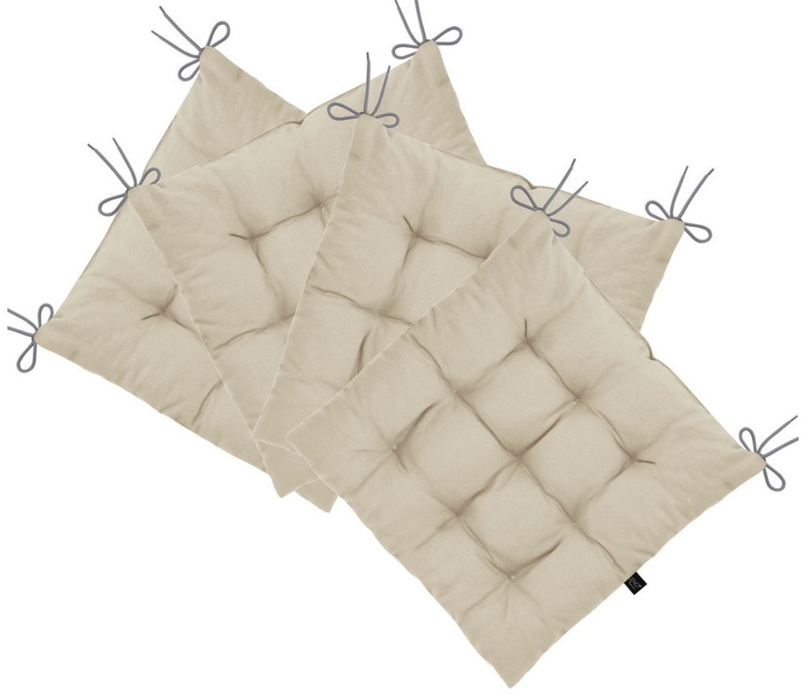 LILENO HOME Stuhlkissen Sitzkissen für Gartenstuhl, Küchenstuhl oder Esszimmerstuhl 40x40x6 cm, Bequeme Indoor u. Outdoor Stuhlauflage als Stuhl Kissen Latte Bild 1