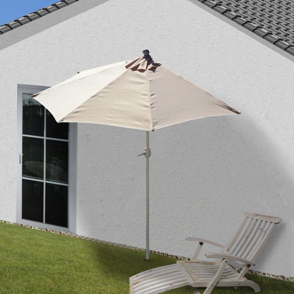 Sonnenschirm halbrund Parla, Halbschirm Balkonschirm, UV 50+ Polyester/Alu 3kg ~ 270cm creme ohne Ständer Bild 1