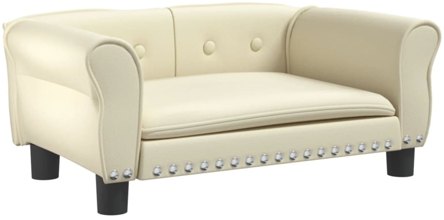 vidaXL Hundebett, Kunstleder, Creme, 70 x 45 x 30 cm Bild 1