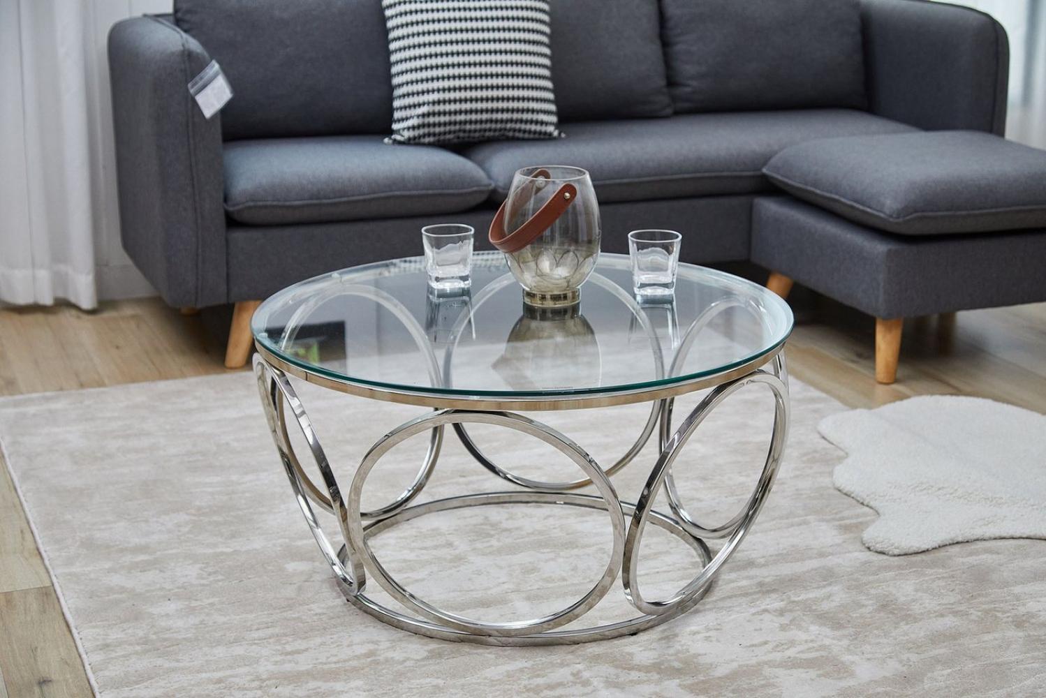 Couchtisch Silber und Klarglas 80 x 80 x 40 cm Bild 1