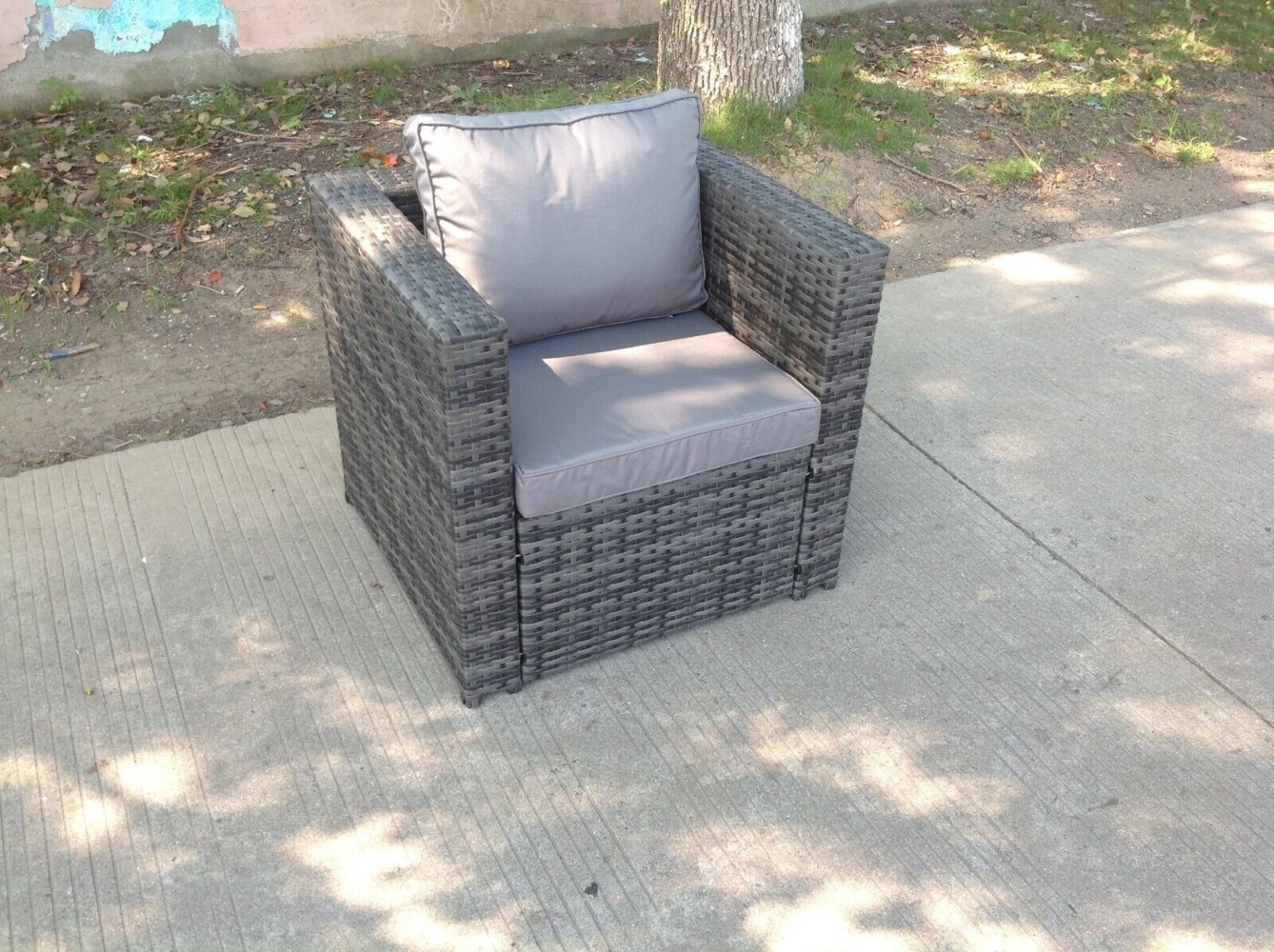 Fimous Rattan Gartenmöbel -Gartenlounge Sofa mit Kissen Polyrattan Ecksofa Rattansofa Ecksessel für Balkon; Garten; Terrasse（Dunkelgrau Mischen） Bild 1