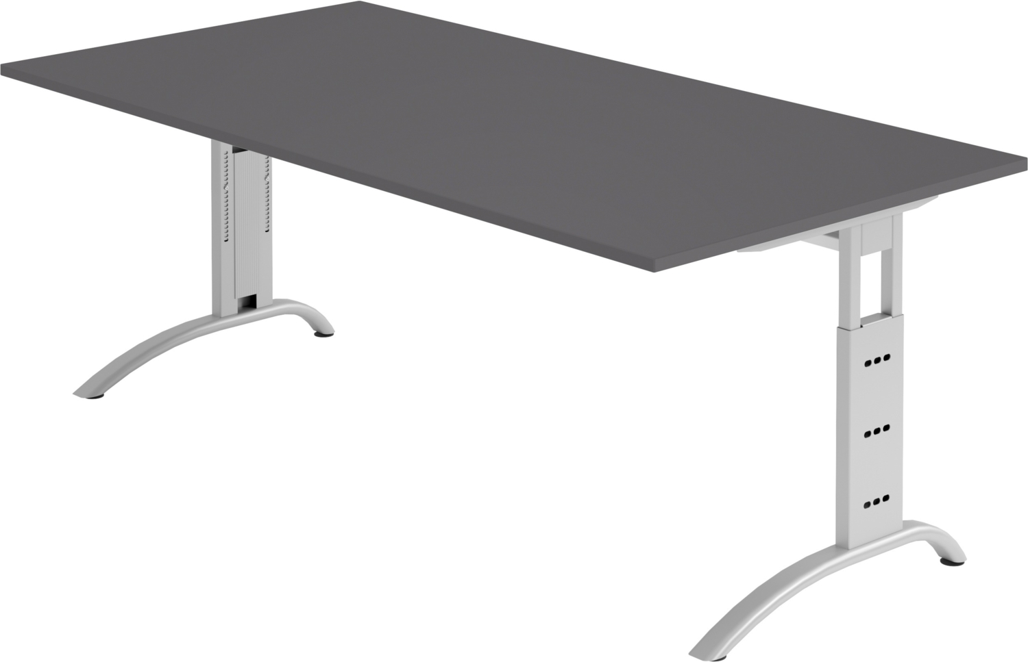 bümö manuell höhenverstellbarer Schreibtisch 200x100 cm in graphit - PC Tisch höhenverstellbar & groß, höhenverstellbarer Tisch Büro, großer Computertisch verstellbar, F-Serie, FS-2E-G-S Bild 1