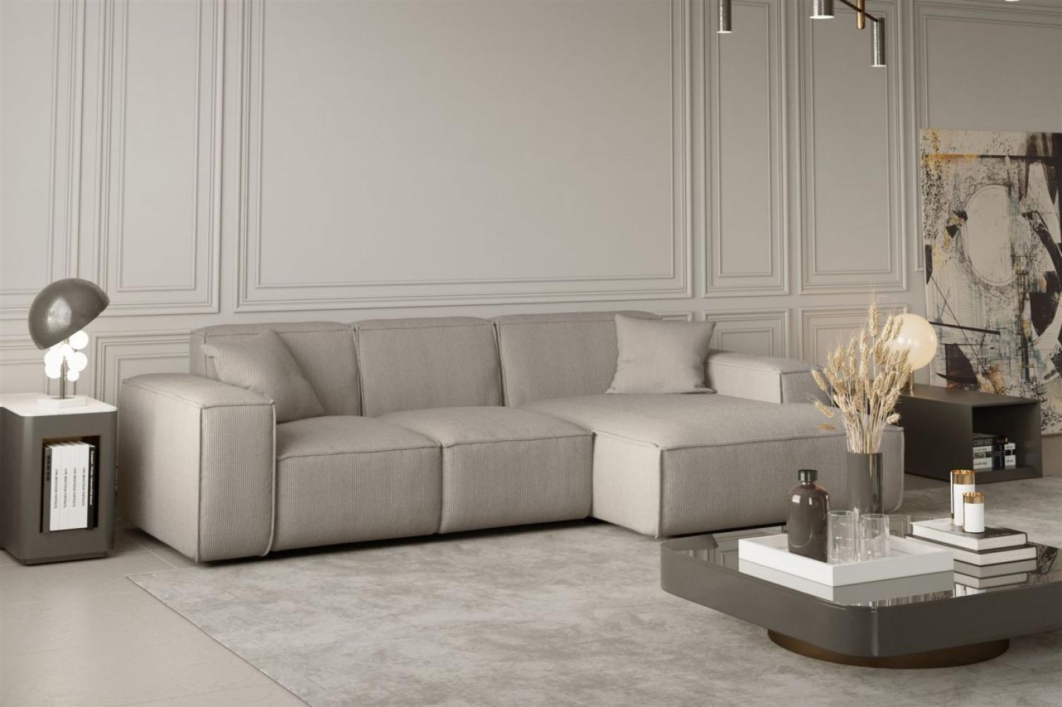 'Celes' Ecksofa mit rechter Ottomane, Stoff Scala Beige, 73 x 165/88 cm x 266 cm Bild 1