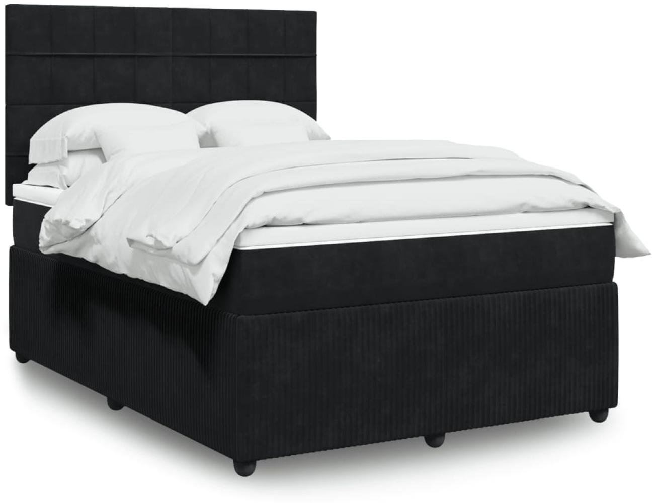 vidaXL Boxspringbett mit Matratze Schwarz 140x190 cm Samt 3294636 Bild 1