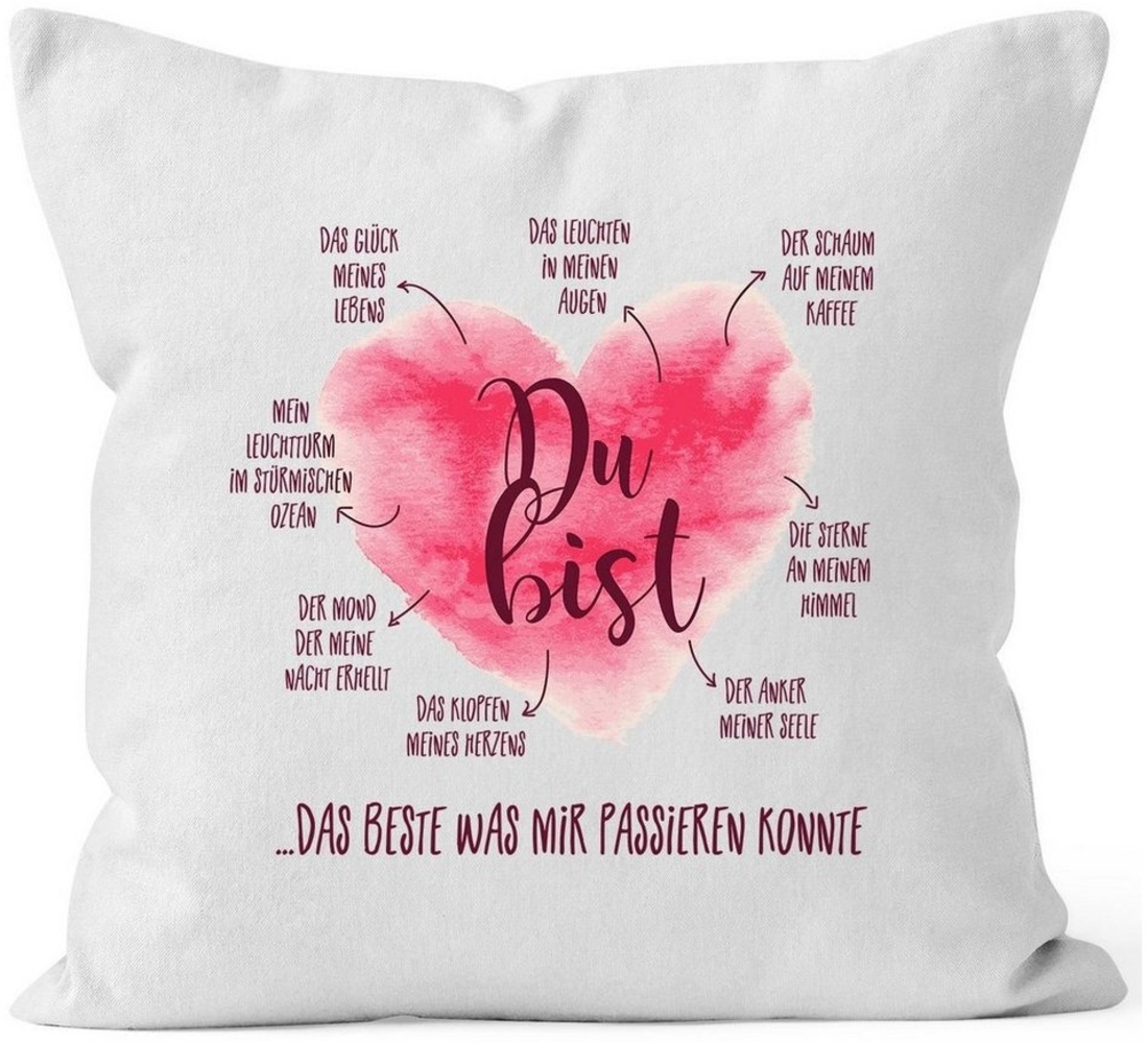 MoonWorks Dekokissen Kissen-Bezug Du bist das beste was mir passieren konnte Geschenk Liebe Valentinstag Kissen-Hülle Deko-Kissen Baumwolle MoonWorks® Bild 1