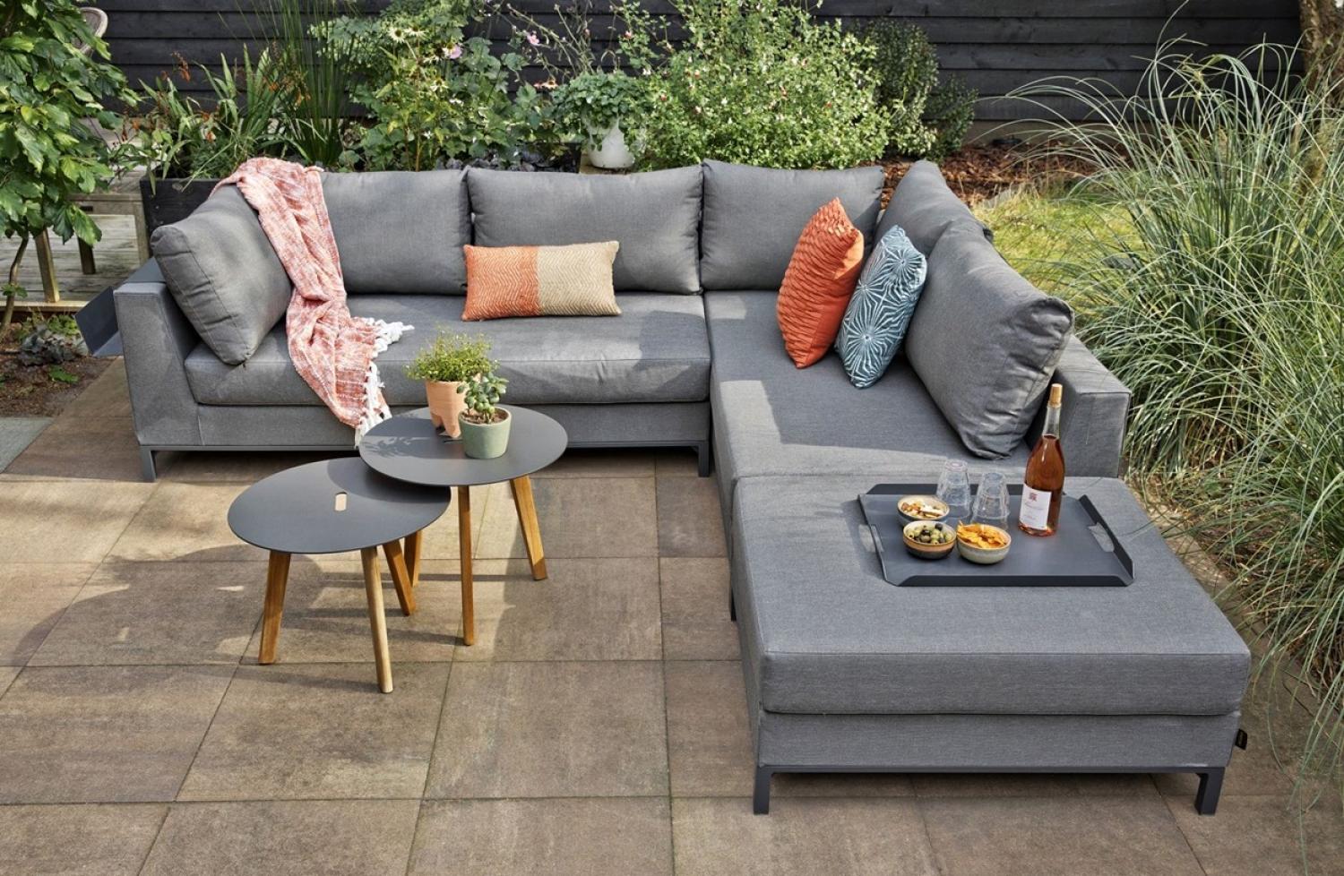 Gartenecksofa Sicilie mit Kissen Rechts, Dunkelgrau Bild 1