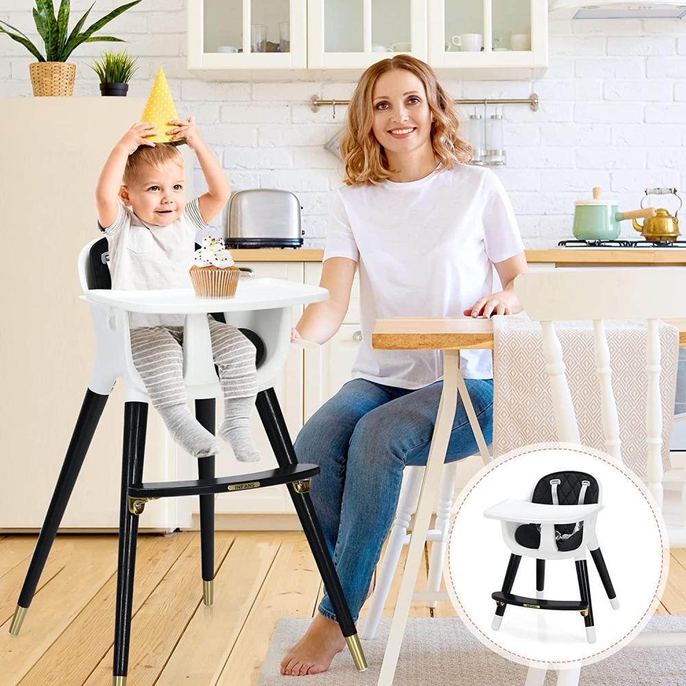 COSTWAY 3 in 1 Babyhochstuhl, Hochstuhl mit 5-Punkt-Sicherheitsgurt, Babystuhl mit abnehmbares Tablett, Essenstuhl Kinderhochstuhl Kinderstuhl Babystuhl, für 6-36 Monate alte Kleinkinder Bild 1