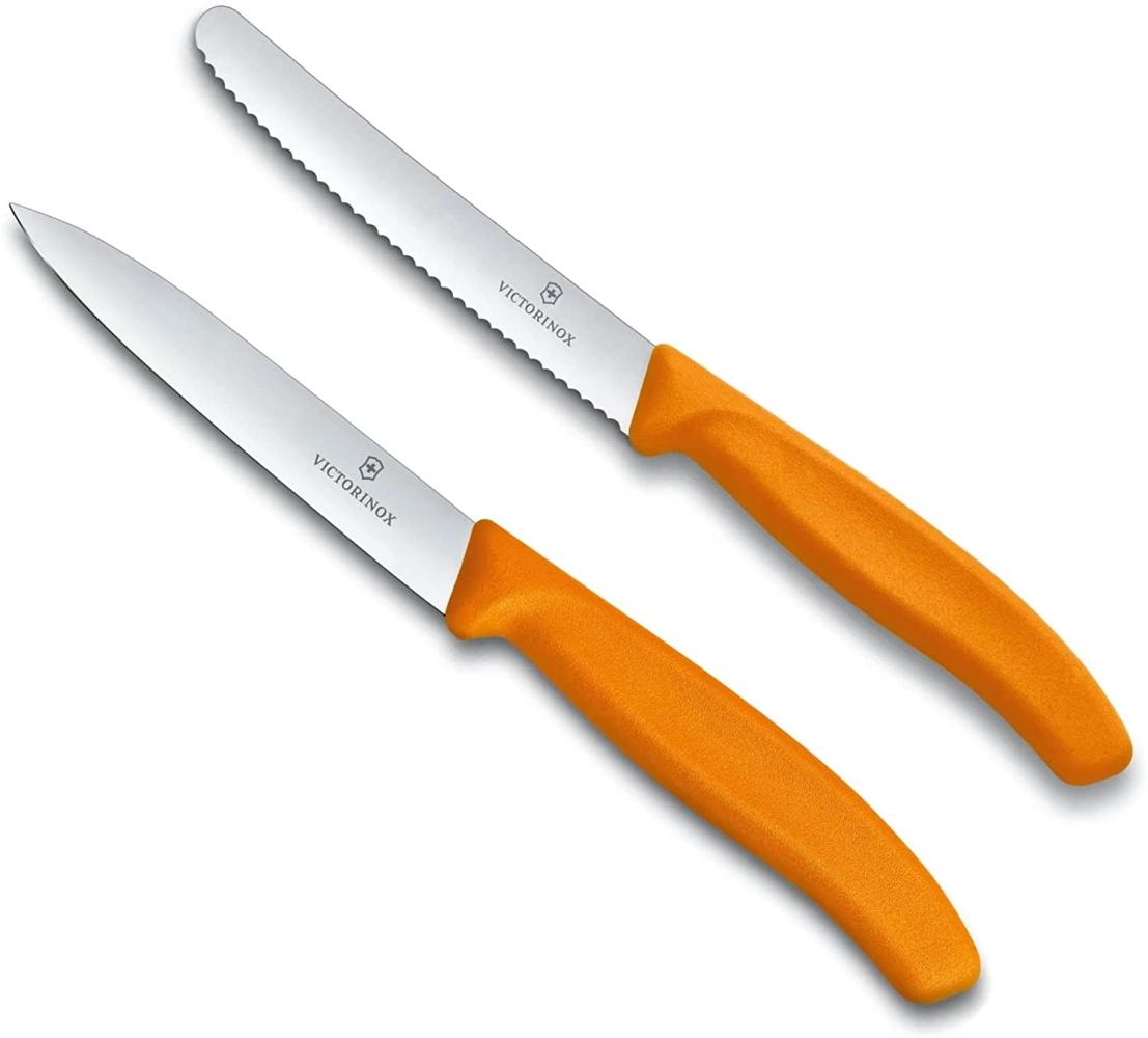 Victorinox 2-tlg Tafelmesser/Gemüsemesser Set - Tomatenmesser Swiss Classic rostfrei - Swiss Made - Orange Bild 1