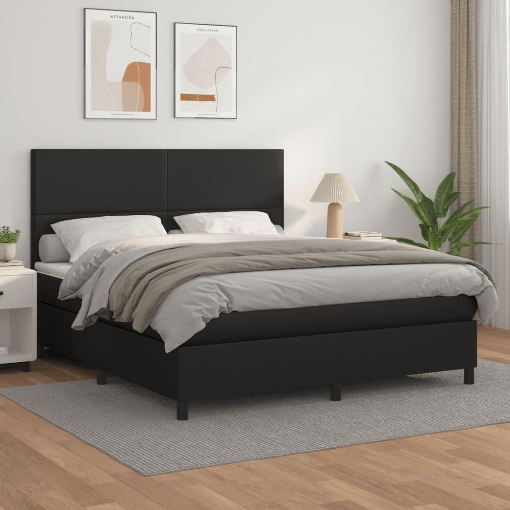 vidaXL Boxspringbett mit Matratze Schwarz 180x200 cm Kunstleder 3142737 Bild 1