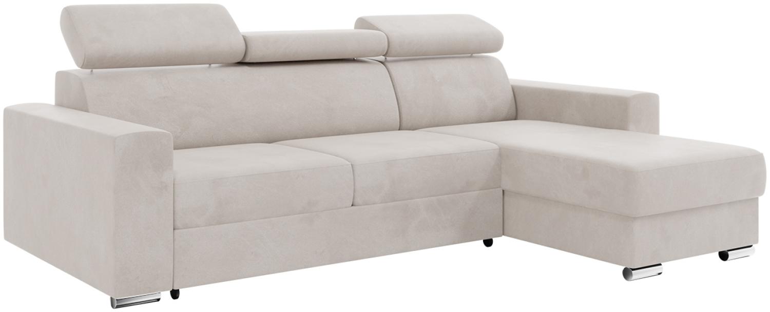 Meblini 'Voss' Schlafcouch mit Bettkasten, Samtstoff, 242 x 168 x 79 cm, Beige, Rechts Bild 1