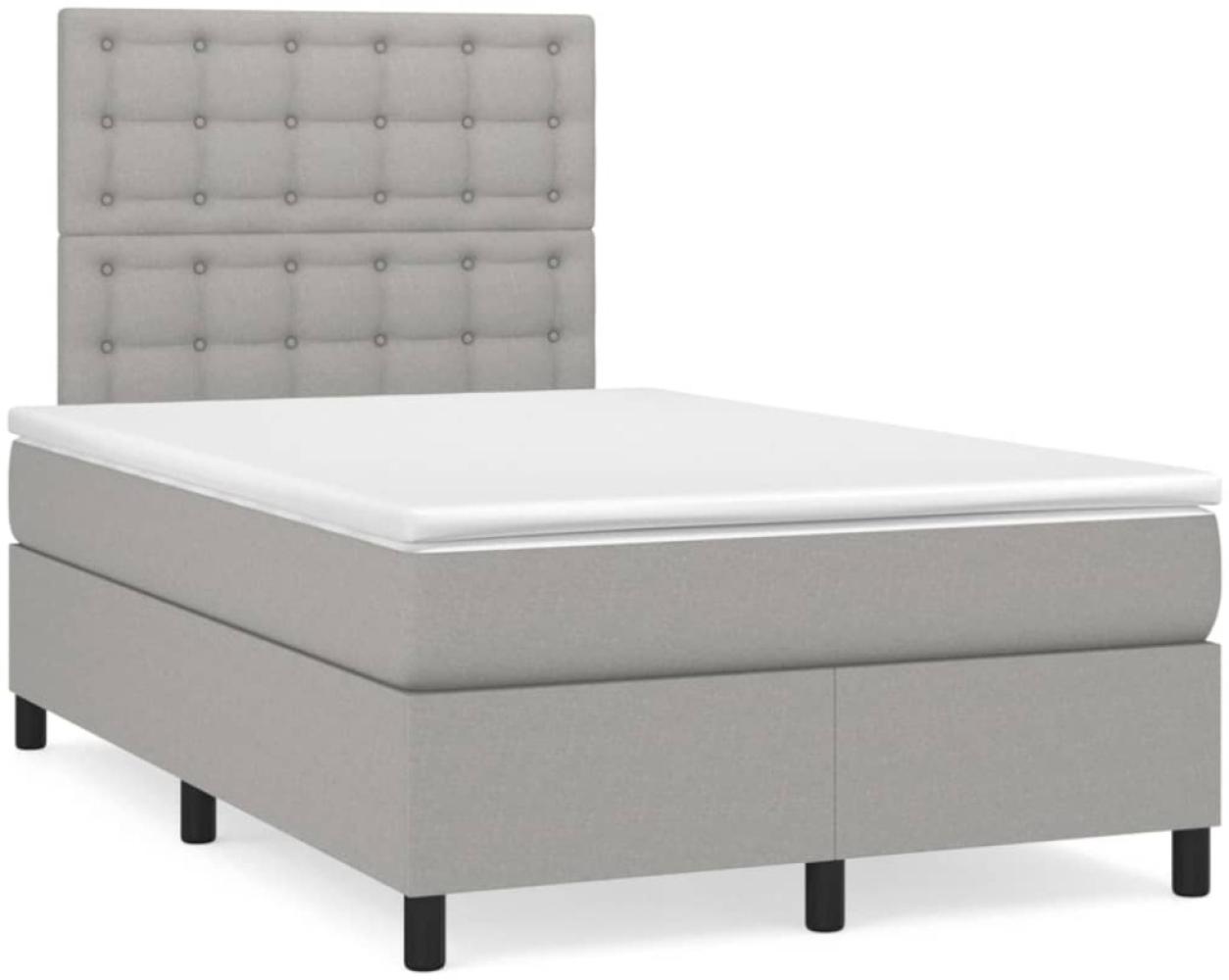 vidaXL Boxspringbett mit Matratze Hellgrau 120x190 cm Stoff 3269909 Bild 1