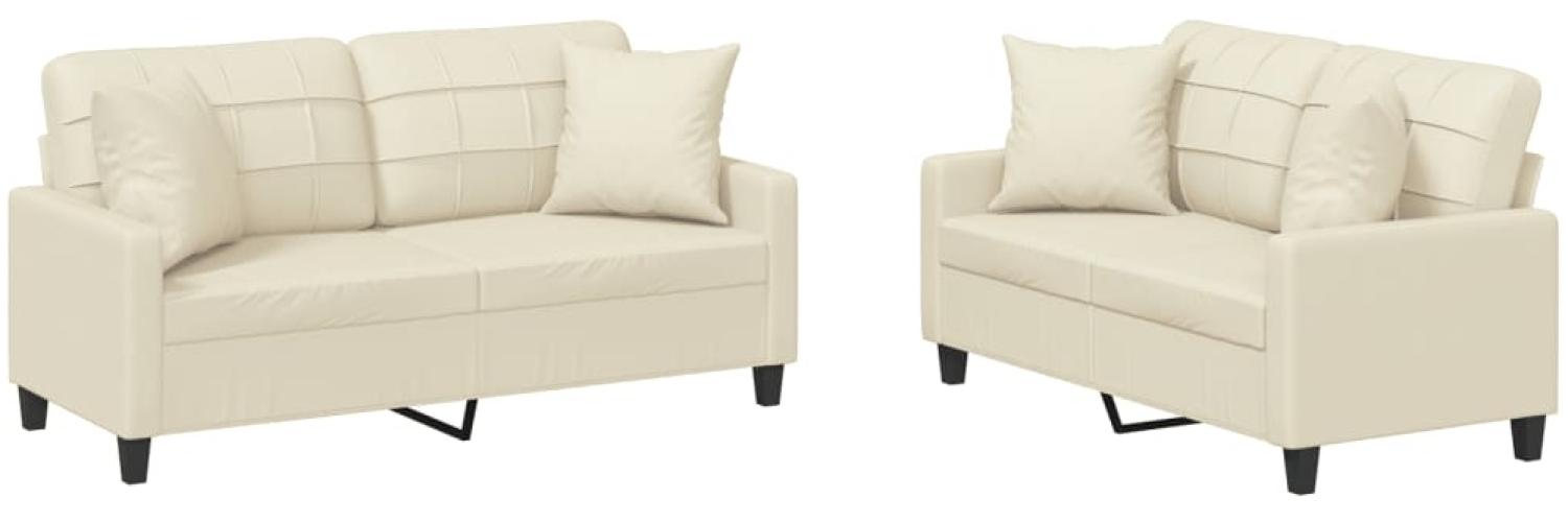 vidaXL 2-tlg. Sofagarnitur mit Kissen Creme Kunstleder 3201369 Bild 1