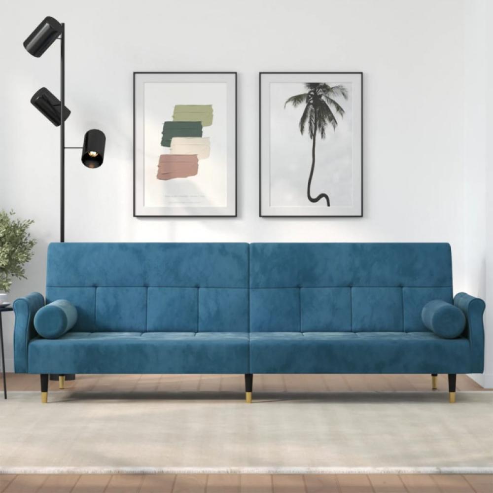 Schlafsofa mit Kissen Blau Samt (Farbe: Blau) Bild 1