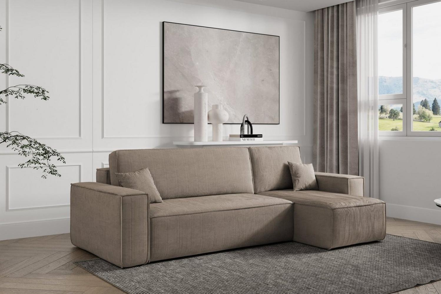 Compleo Ecksofa TOKYO, L-form Ecke, mit universelle Ottomane und Schlaffunktion, Cord Bild 1