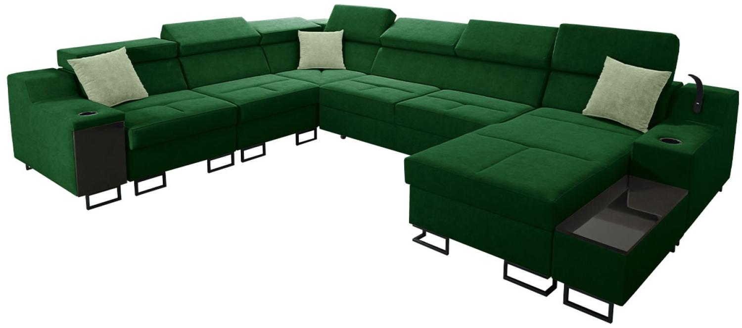 Ecksofa Nadadu VIII mit Schlaffunktion, Bettkasten, einstellbaren Kopfstützen, Lampe mit USB-Anschluss, Barfach (Uttario Velvet 2951 + Uttario Velvet 2954, Seite: Rechts) Bild 1