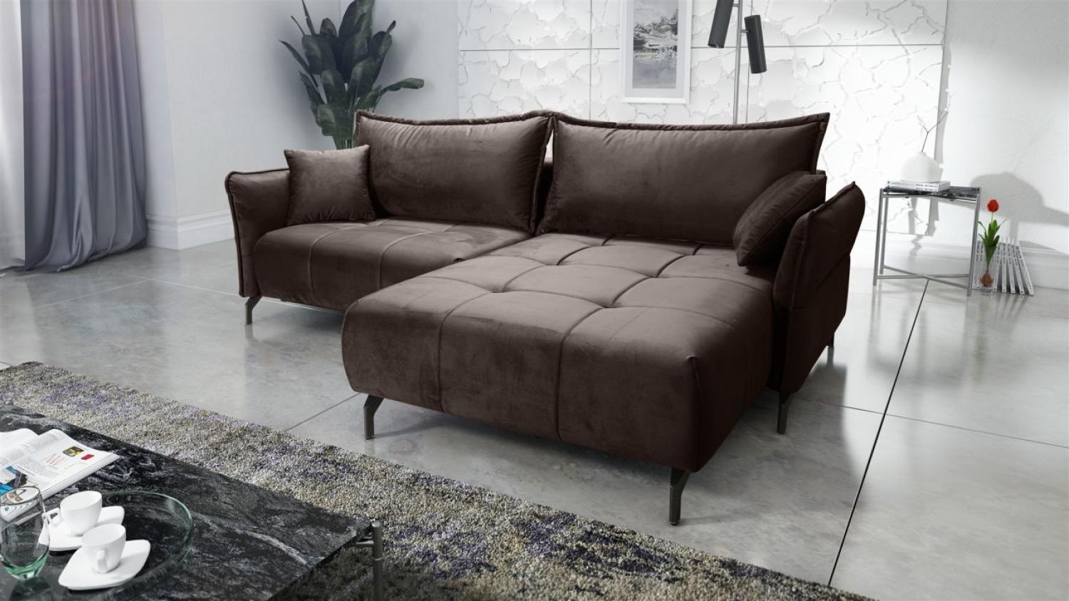 Ecksofa Schlafsofa Sofa VICTORIA Stoff Element Braun Ottomane Rechts Bild 1