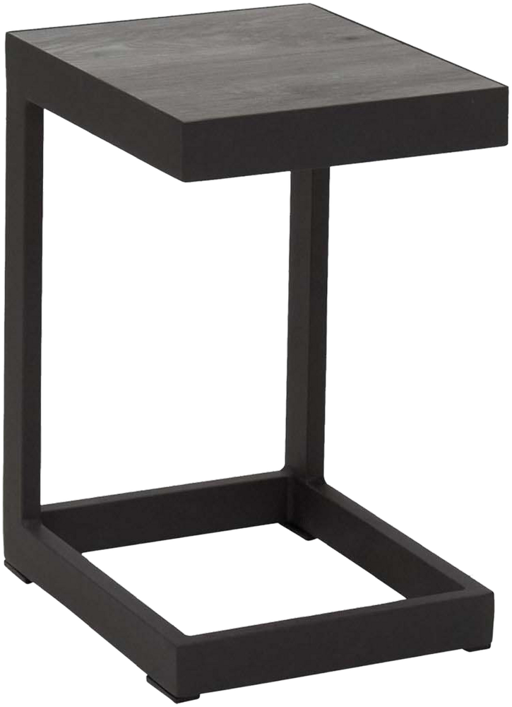 KERAMO Beistelltisch 32x40, Platte Keramik Holzoptik dunkelgrau Aluminiumgestell in anthrazit Bild 1